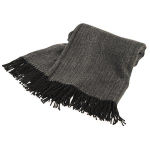 Additional Image 1 - a grey scarf with black fringe