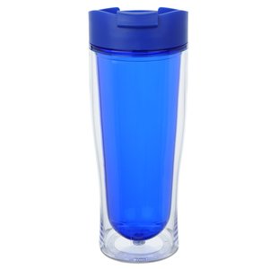 Additional Image 2 - a blue plastic cup with a blue lid