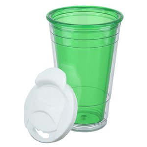 Additional Image 1 - a green plastic cup with a white lid
