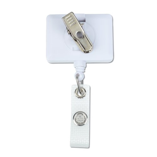Additional Image 1 - a white rectangular badge with a metal clip