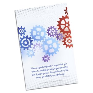 Additional Image 1 - a white cover with red and blue gears