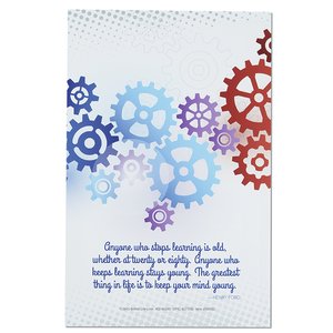 Additional Image 2 - a white card with red and blue gears