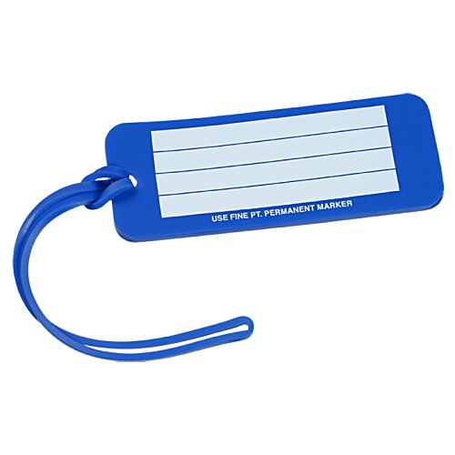 Additional Image 1 - a blue luggage tag with a blue strap