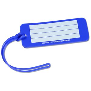 Additional Image 1 - a blue luggage tag with a blue strap