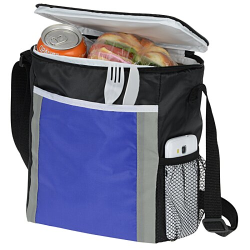 Additional Image 1 - a blue and grey cooler bag
