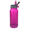 a pink water bottle with a straw