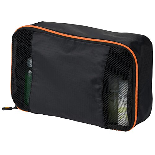 Additional Image 3 - a black bag with orange zipper