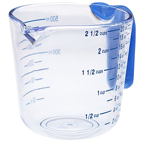 Additional Image 1 - a clear measuring cup with blue handle