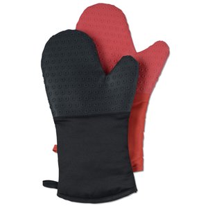 Additional Image 1 - a pair of black and red gloves