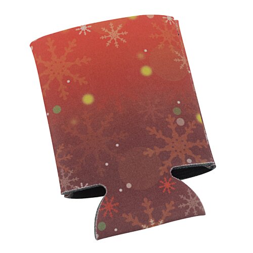 Additional Image 2 - a red can cooler with yellow and green spots