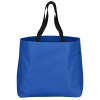 a blue bag with black handles