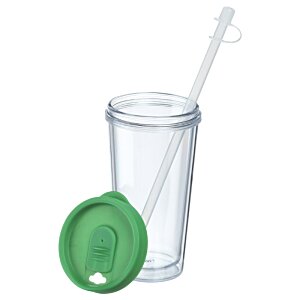 Additional Image 3 - a clear glass with a straw and a lid