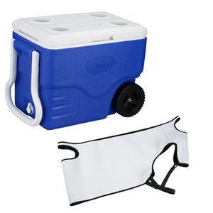 Additional Image 2 - a cooler with wheels and a white cover