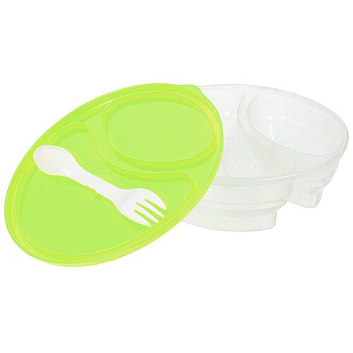 Additional Image 1 - a green and white plate with a spoon and a fork
