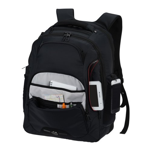 Additional Image 2 - a black backpack with a silver object in the pocket