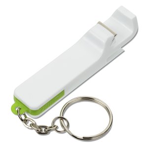 Additional Image 2 - a white key chain with a green strap