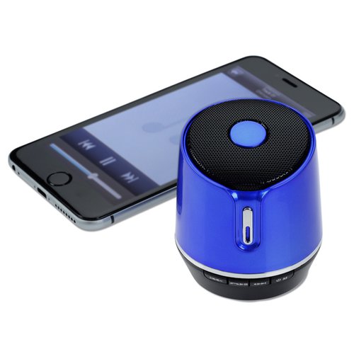Additional Image 3 - a blue speaker next to a cell phone