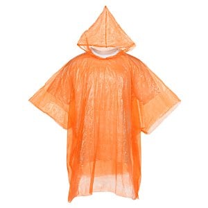 Additional Image 3 - an orange rain poncho with hood