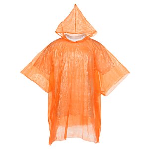 Additional Image 3 - an orange rain poncho with hood