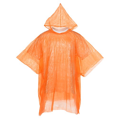 Additional Image 3 - an orange rain poncho with hood