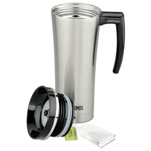 Additional Image 2 - a silver and black coffee mug