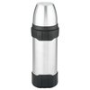 a clear and black water bottle