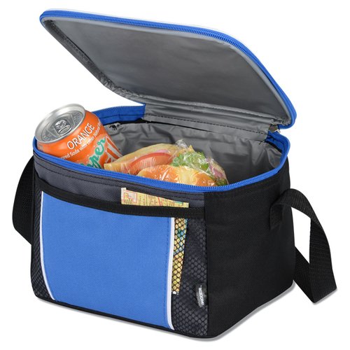Additional Image 1 - a blue and black cooler bag with a lid open