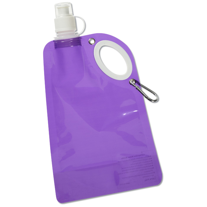 Customizable : Fold Flat Water Bottle with Carabiner