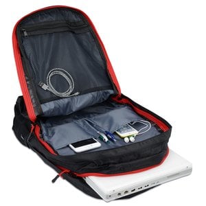 Additional Image 3 - a black and red bag with a white object in it