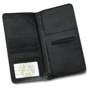 Additional Image 1 - a black wallet with a white label