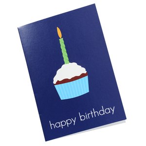 Additional Image 3 - a blue card with a cupcake and a candle
