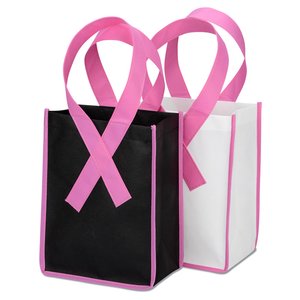 Additional Image 1 - a pink ribbon on a black bag