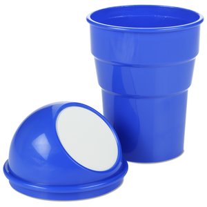 Additional Image 1 - a blue plastic cup with a lid