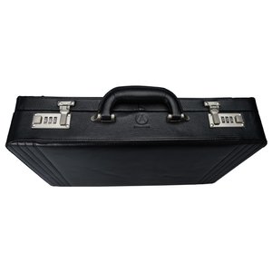 Additional Image 1 - a black briefcase with silver handles