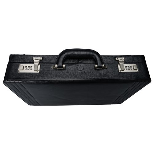 Additional Image 1 - a black briefcase with silver handles