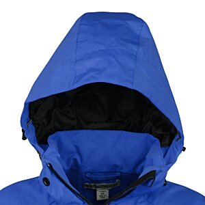 Additional Image 2 - a blue hooded jacket with a black lining
