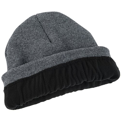 Additional Image 1 - a grey beanie with black trim