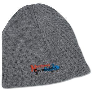 Additional Image 1 - a grey beanie with a logo