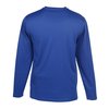 a blue long sleeved shirt