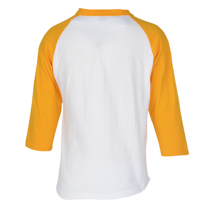 Colorblock 3/4 Sleeve Cotton Baseball T-Shirt - Youth - Embroidered