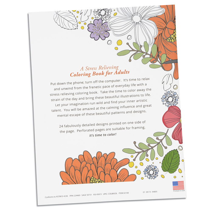Stress Relieving Adult Coloring Book - Patterns