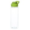 a water bottle with a green lid