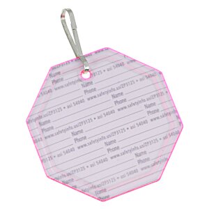 Additional Image 1 - a white hexagon shaped tag with a string