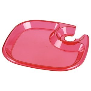 Additional Image 2 - a red plastic plate with a bite taken out of it