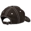 a black baseball cap with white stitching