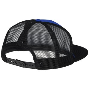 Additional Image 1 - a black hat with a blue and black mesh
