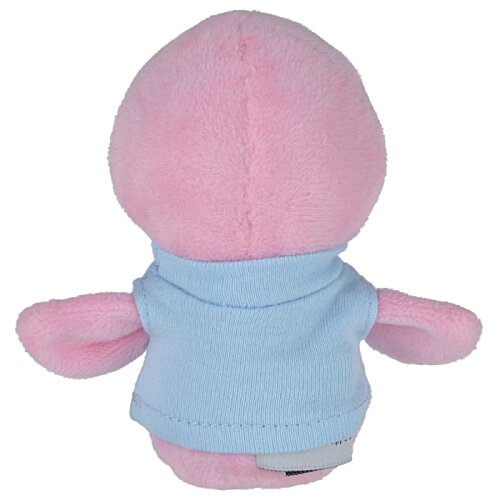Additional Image 2 - a pink stuffed animal with a blue shirt