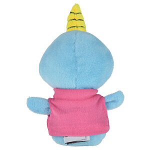Additional Image 1 - a blue stuffed animal with a pink shirt and yellow hat