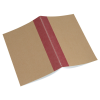 a brown paper with a red stripe