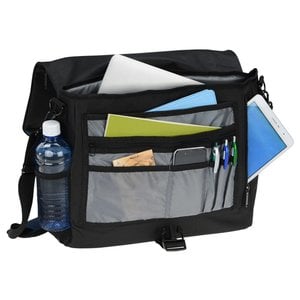 Additional Image 1 - a black bag with a pocket full of papers and a water bottle